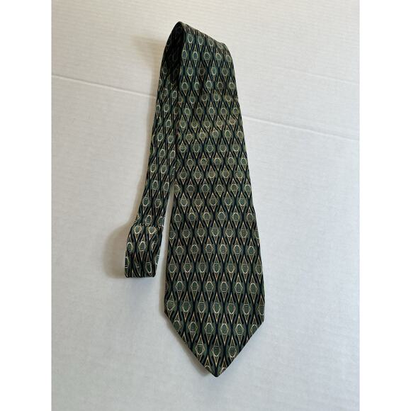 Paolo by Paolo Gucci Men's Neck Tie Green/Gold Geometric Italy 100% Silk Preppy - Picture 15 of 15